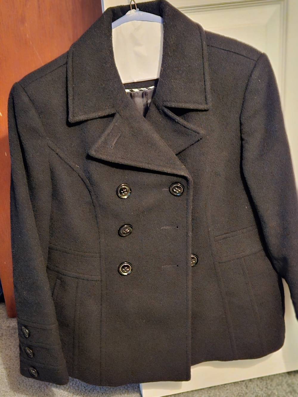 St. John's Bay Black Double-Breasted Pea Coat